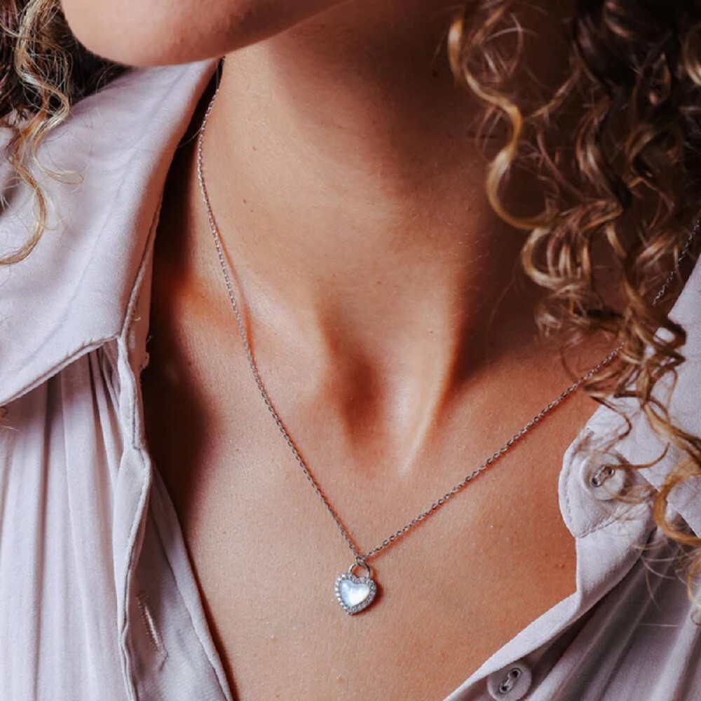 ●TATIANA● SILVER925 Mother of pearl Heart Necklace NZ2037 Mother Of Pearl Heart Necklace In Silver - Best of