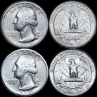 2 Washington Quarters 25 c: 1932-1934-P 90% Silver. VG Condition.