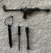 Military Action Figure Machine Gun with Folding Stock, Knife and Hand Grenade