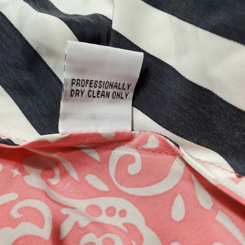 YOANA BARACHI XS Estampado Rosa Negro a Rayas Camisa Ligera Vestido con Cinturón Pestaña Slv - Imagen 8 de 8