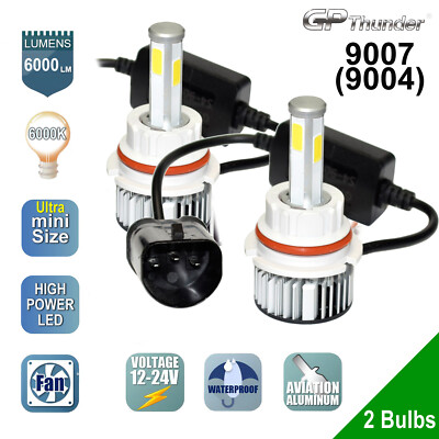 4-Sides 2x 9007 9004 HB5 COB LED Headlight Kit Hi/Lo Power Bulbs 6000K White