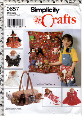 Tote Organizers,Apron,Sleeping Bag, Clothes for 9'' Bean Bag Anim Simplicity 0657