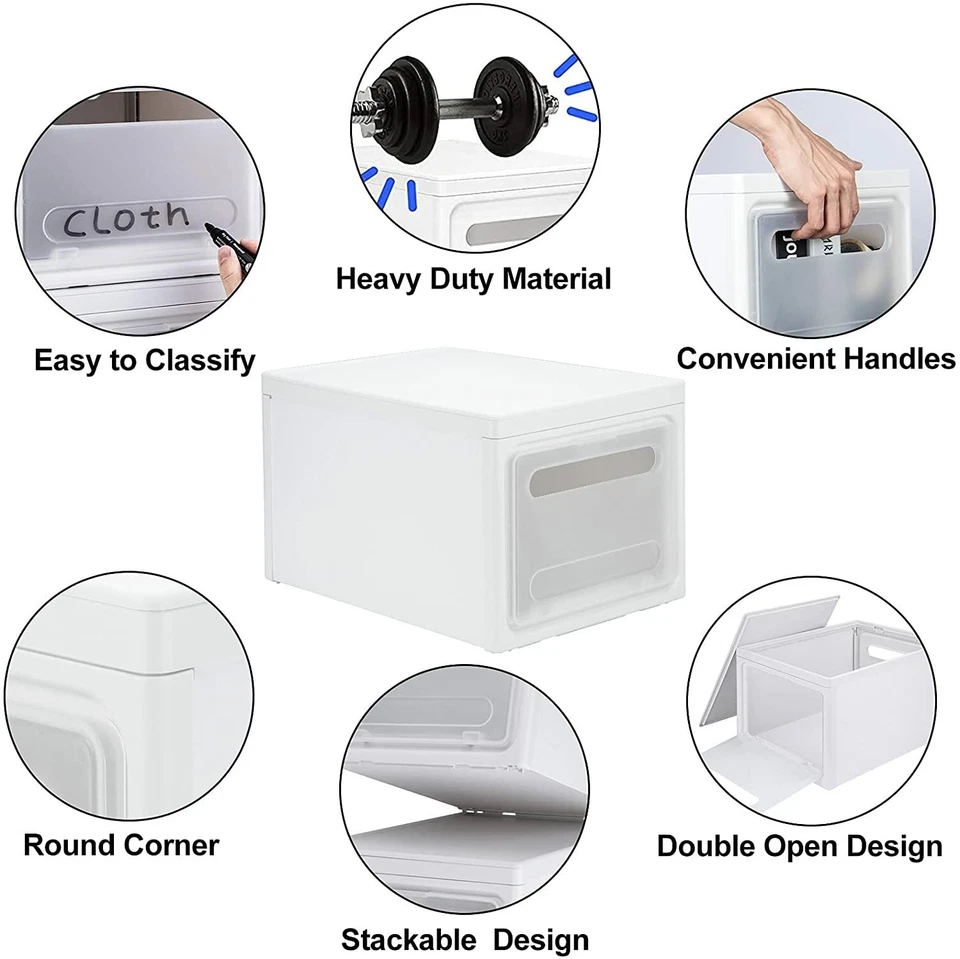 Pack de 3 contenedores de almacenamiento con tapas organizador de plástico apilable con ruedas Foto 3 de 4