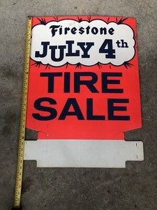 VINTAGE FIRESTONE DEALER AD LATE 1950’s INSERT "july 4th tire sale" SIGN