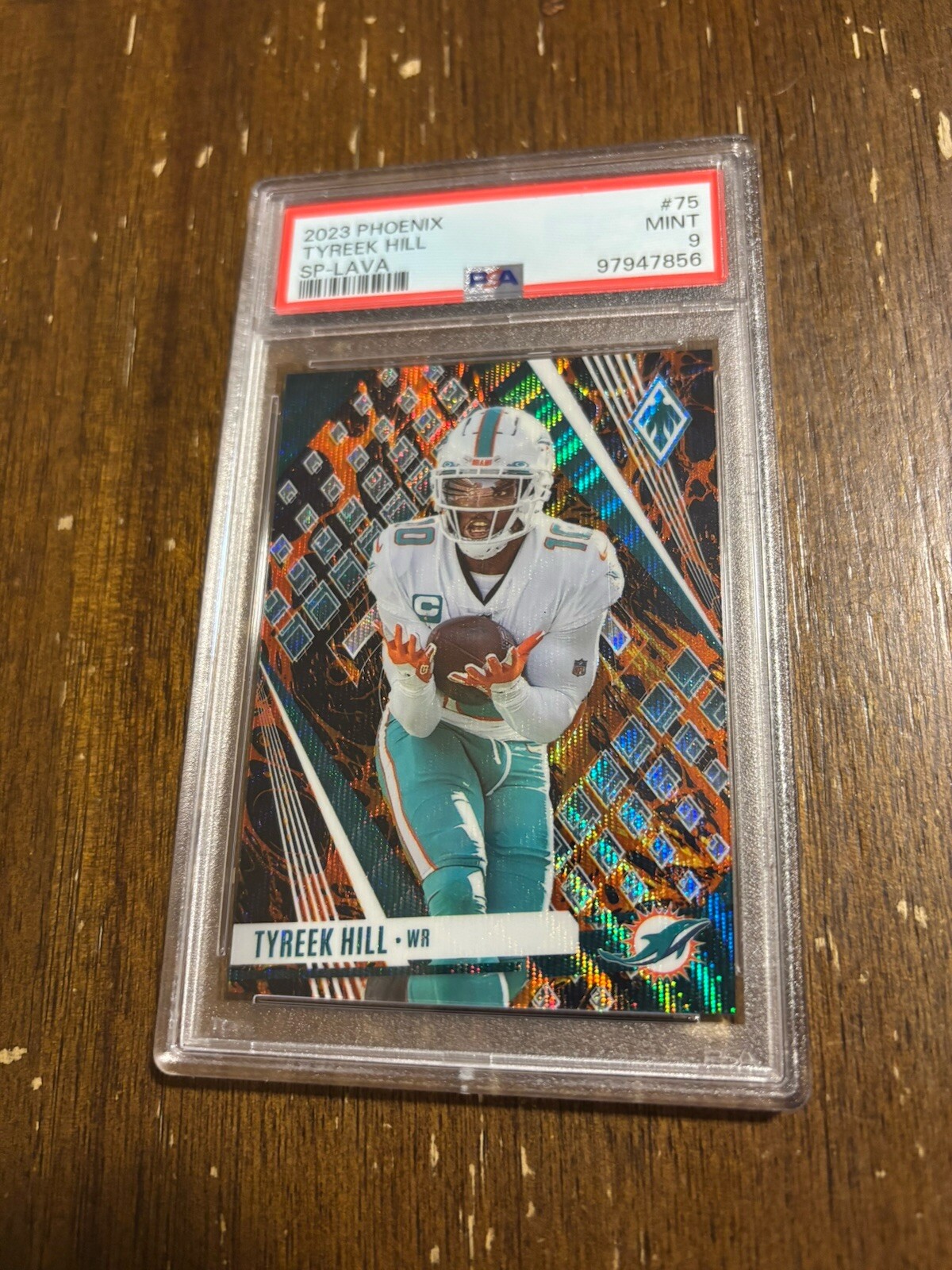 2023 Panini Phoenix Tyreek Hill Lava /150 #75 Miami Dolphins Football Card PSA 9