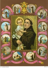 Catholic Print Picture ST. ANTHONY w/ scenes from life