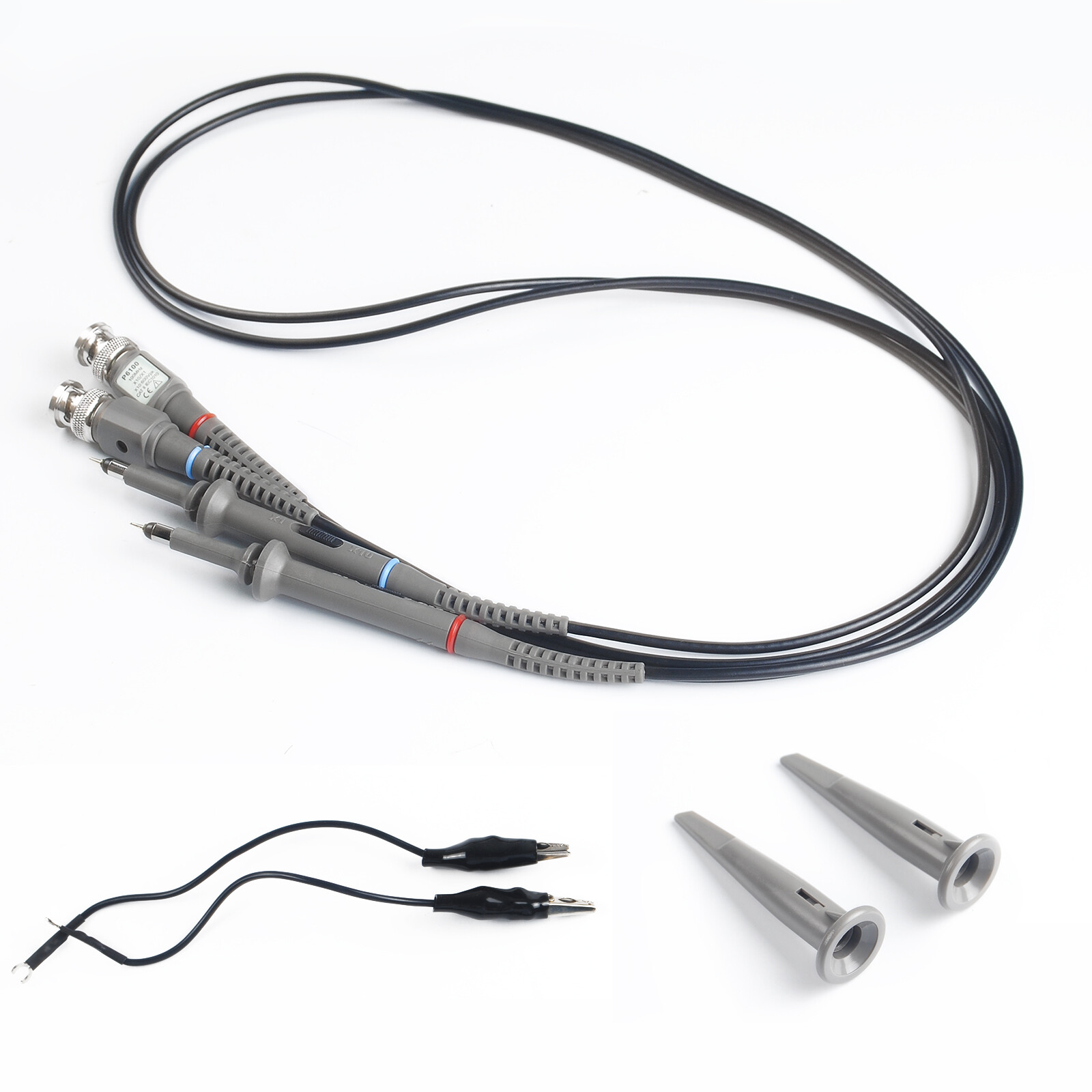 2x 100MHz Oscilloscope Scope analyzer Clip Probe test leads kit