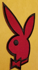 Playboy Bunny Worldwide Shipping Embroidered red Patch approx. 2.5 x 3.5"