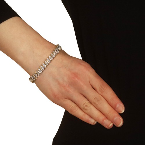 Yellow Gold Diamond Cluster Link Bracelet 7" - 10k Single Cut & Round 4.00ctw - 第 2/9 張圖片