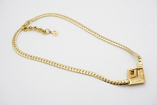 Christian Dior Vintage 1980s Diamond Sapphire Crystals Double Triangle, Necklace - Picture 11 of 12