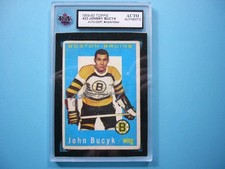 1959/60 TOPPS NHL HOCKEY CARD #23 JOHNNY BUCYK KSA CERTIFIED AUTO AUTOGRAPH