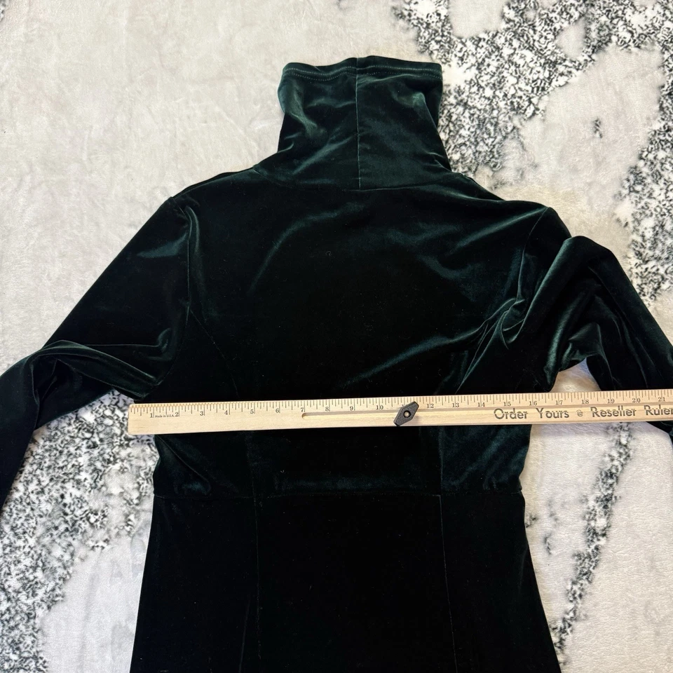 Vtg Moda Intl Dress Womens Size M Green Goth Vamp Long Sleeve Mock Neck Maxi - Image 3 of 4