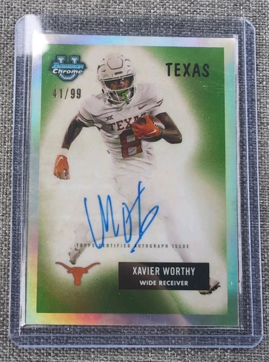 2023 Bowman University Chrome 1955 Xavier Worthy #55B-XW /99 Auto Texas Longhorn
