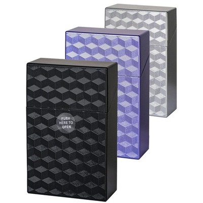 Cigarette Case King Size 85mm 3Pack Push to Open 20 85mm, Black+Silver+Blue