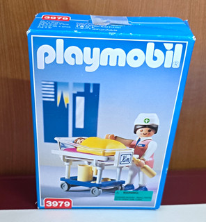 PLAYMOBIL 3979 Hospital Patient Stretcher Set Figure Medical Cart 1997