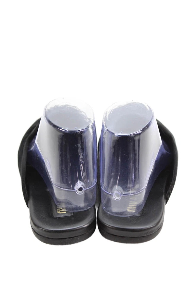 Miu Miu Womens Embroidered Velvet Mules Black Size 38.5 8.5 - Image 3 of 4