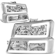 DNA MOTORING HL-LB-CSIL03-CH-CL1 Chrome Housing 3D LED DRL Headlight Bumper Lamp