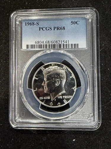 1968 S SILVER Gem Proof Kennedy Half Dollar Graded At PR68 B-4