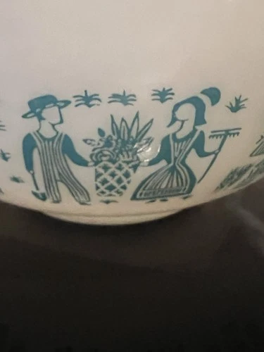 Pyrex Vintage White Blue Amish Butterprint Cinderella Mixing Bowl 443 2.5 Qt