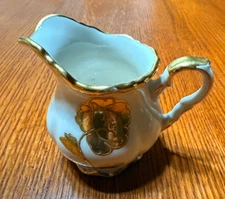 Vtg Waldershof Creamer Pitcher White 22K Gold Gilded Flower Bavaria Germany