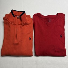 Kids' Polo Ralph Lauren Orange Mock Neck Sweater  Red V-Neck Tee Sz: L 14-16 