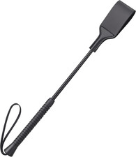 18 Inch Horse Whip, Riding Crop for Equestrian Sports, Black, Non-Slip Handle