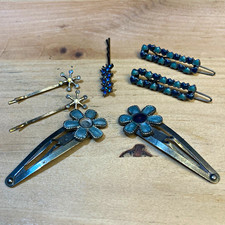 Women's Hair Accessories Lot of 6 Metal Beaded Floral Flower Clips  Pins