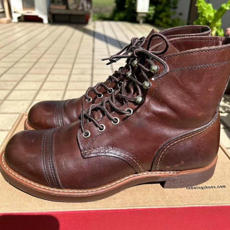 Red Wing Hombres US7 D Iron Ranger Cap Toe Botas 8111 Marrón Ámbar Cuero... - Imagen 4 de 4
