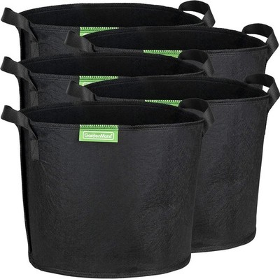 GardenMate 5X 20L Pflanzsack aus Vliesstoff Ø31cm Höhe 26cm - Blackline