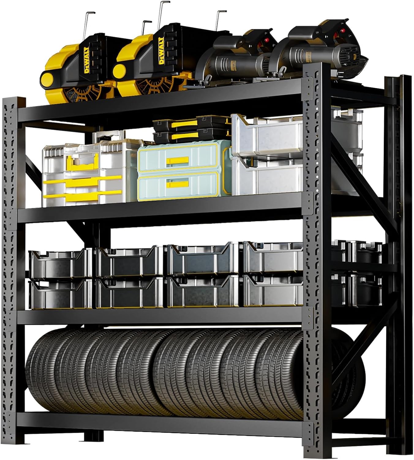78H Heavy Duty Adjustable 4-Tier Metal Garage Shelving for Tools Storage