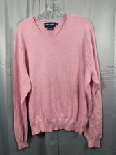 Polo Golf Ralph Lauren Sweater Mens Large Pink V Neck Cotton Cashmere Pullover