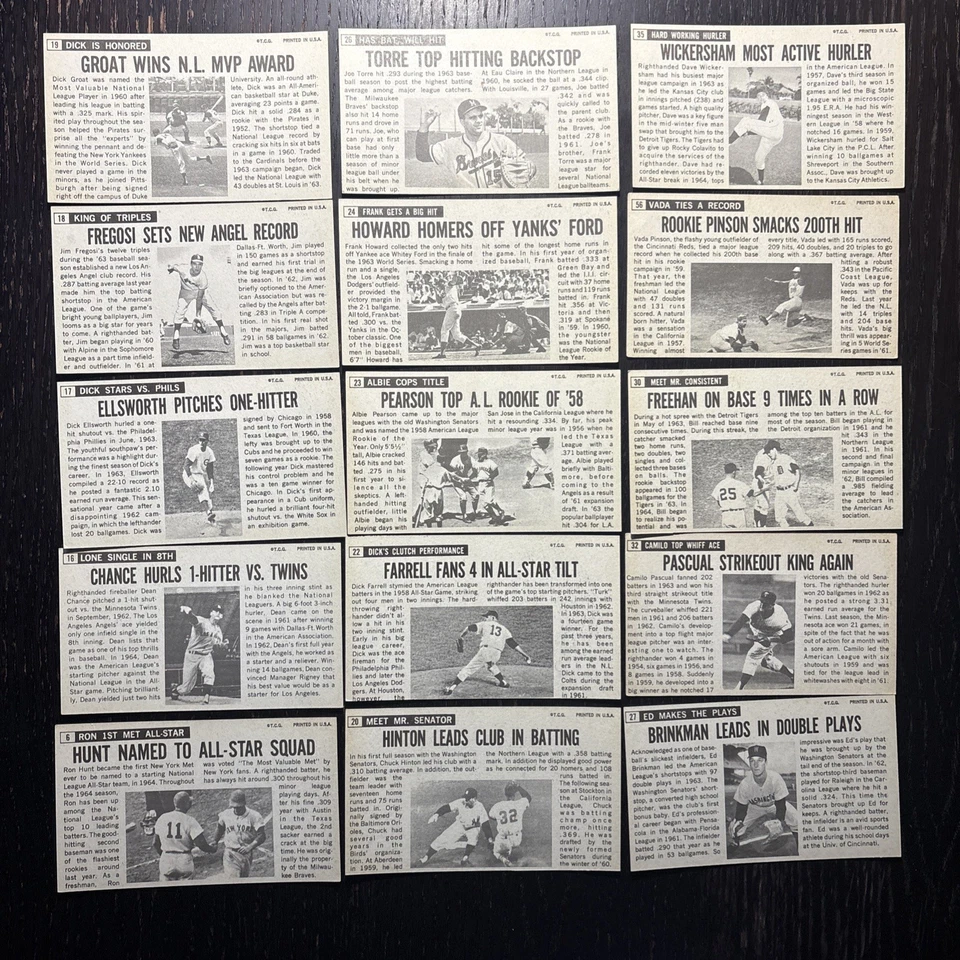 Lot Of (15) 1964 Topps Giants Baseball Cards No Dups EX Torre Pinson - Image 2 of 2