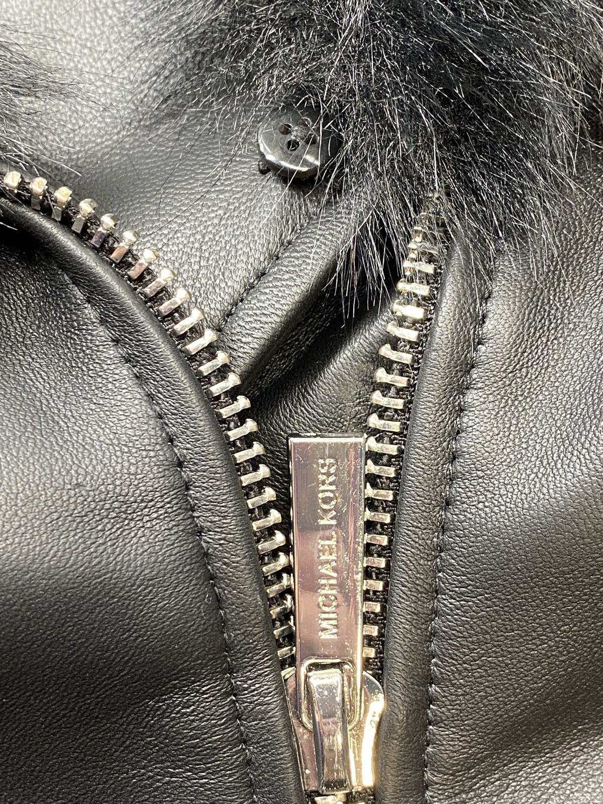 Michael Kors Womens Moto Jacket Black Size 2X Leather Faux Fur Collar Motorcycle thumbnail 7