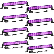 Onforu 8 Pack 42W LED Black Lights, Blacklight Bars with Plug and Switch, Glo...
