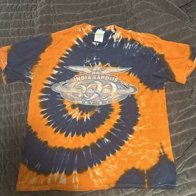 Vintage Indianapolis 500 Tie-Dye T-Shirt XL Orange Blue Racing Indy