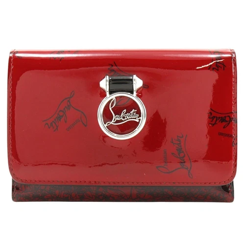Christian Louboutin Logo Émail Rouge Triple Portefeuille Émail Rouge Femme