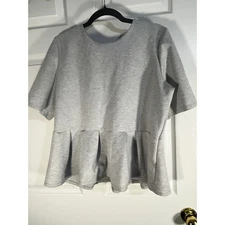 SIMPLY VERA WANG Gray Peplum Top Women's Plus Size XXL Short Sleeve Zipper Back