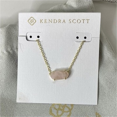 Kendra Scott Rose Quartz Oval Pendant Necklace Gold Cable Chain