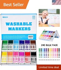 12-Color Washable Markers Bulk - 240 Count Assorted for School Projects