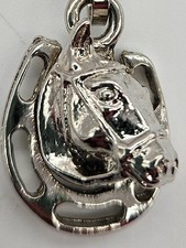 Silver Tone Horse Head Horseshoe Charm Keychain Bag Charm Equestrian Gift
