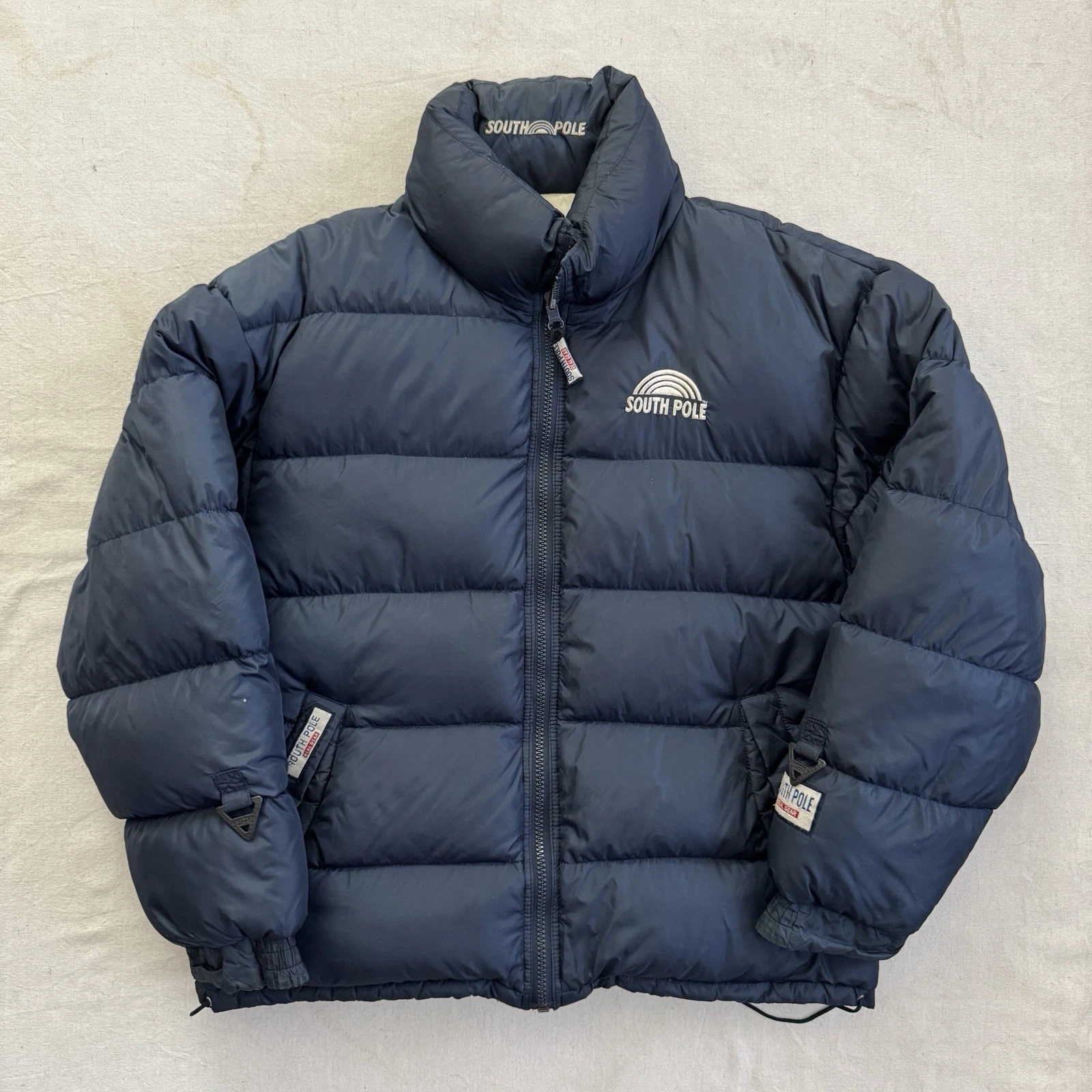Vintage South Pole Duck Down Puffer Jacket Y2K Snow Ski Navy White Reversible XL