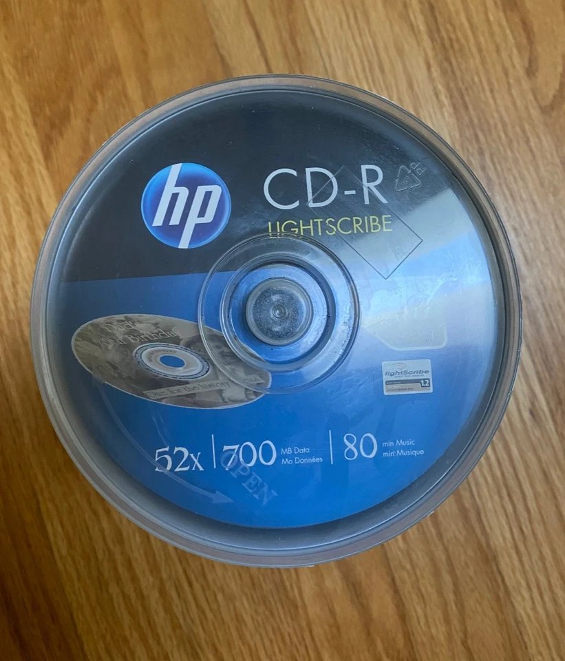 Discos CD-R HP Lightscribe 100 PK 52X 700 MB 80 min música NUEVO sin sellar + 18 más Foto 4 de 4