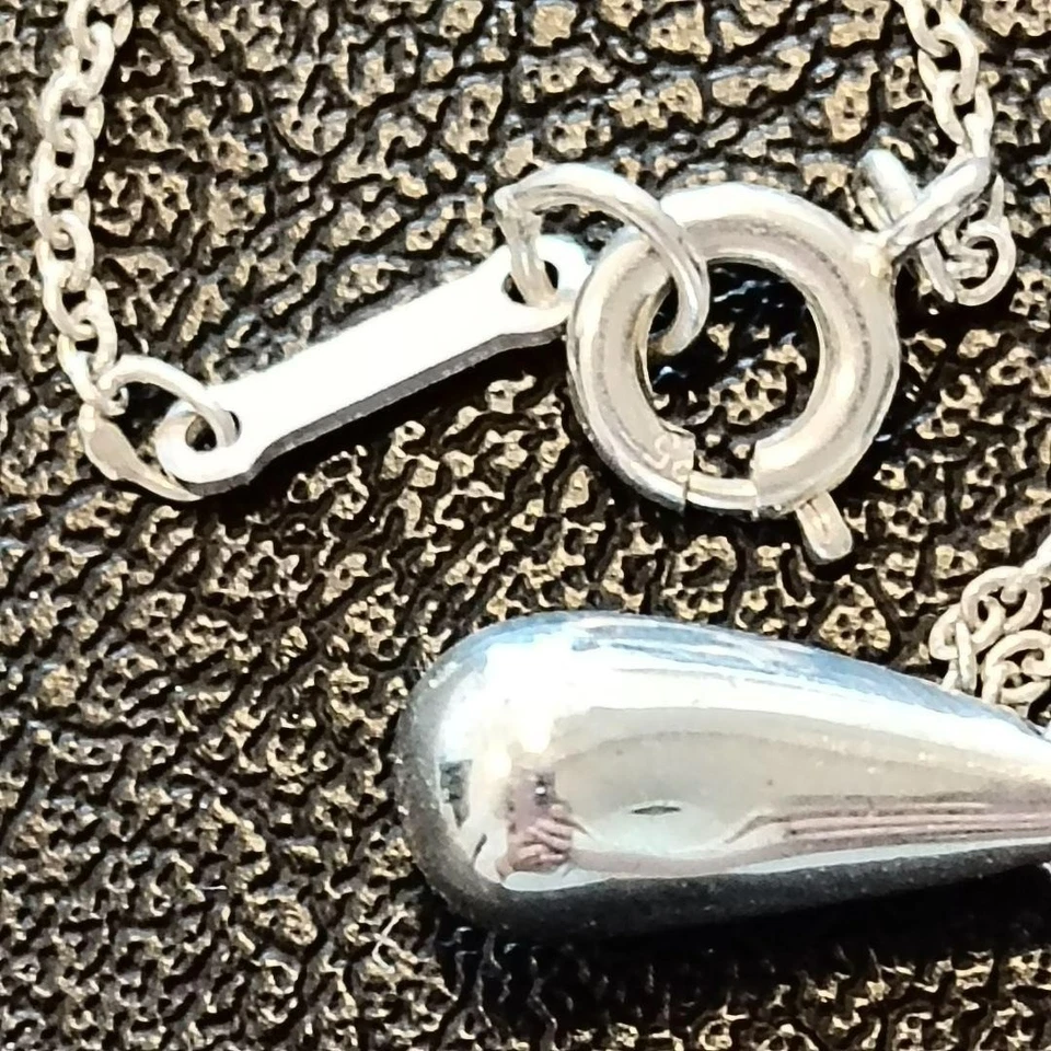 Tiffany & Co. Elsa Peretti collana a goccia ciondolo argento 925 fagiolo 16" - Immagine 3 di 4