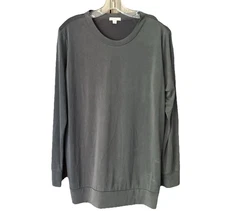 Gap Maternity Long Sleeve Women Grey Crew Neck Banded Hem Modal Top Medium