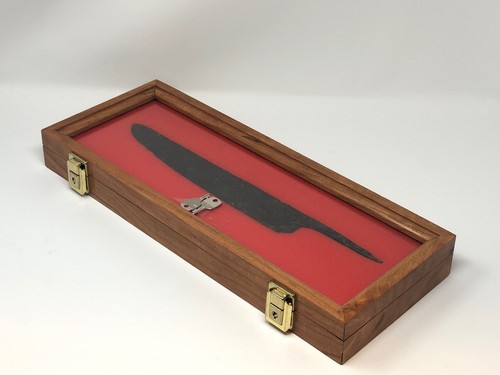 7 X 18 X 2” Cherry Wood Display Case perfect For Knives Arrowheads Collectibles - Picture 1 of 7