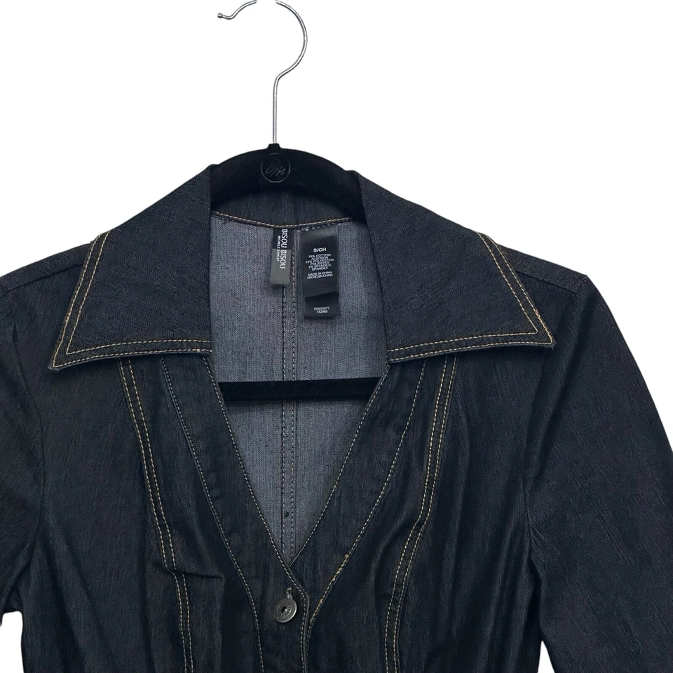 Macacão Demin Vintage Y2k J LO Tamanho Pequeno Bisou Bisou Cintura Baixa Perna Larga - Imagem 2 de 4