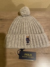 NWT Ralph Lauren Polo Women Gray Bear Wool Beanie Sz. OS