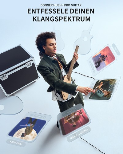 Donner HUSH-I Pro Kopflos Akustik-E-Gitarre mit integriertem Multi-Effektpedal - Bild 2 von 13