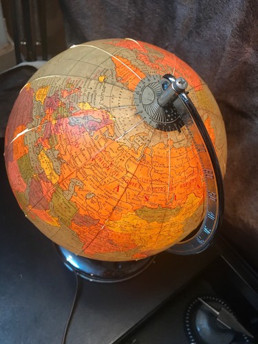 Vintage 8 Inch Illuminated Globe By Legend.On Chrome Base With Chrome Axis.1950s - Picture 6 of 12