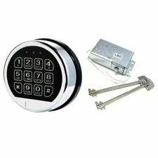 Gun Safe Replacement Lock with Solenoid Override2 Keys, Chrome Black Keypad Lock